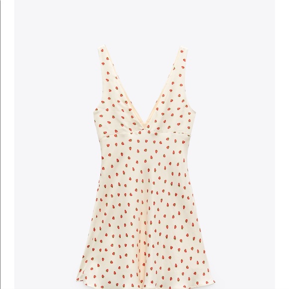 🔴SOLD ZARA STRAWBERRY SATIN PRINT DRESS - Picture 6 of 10
